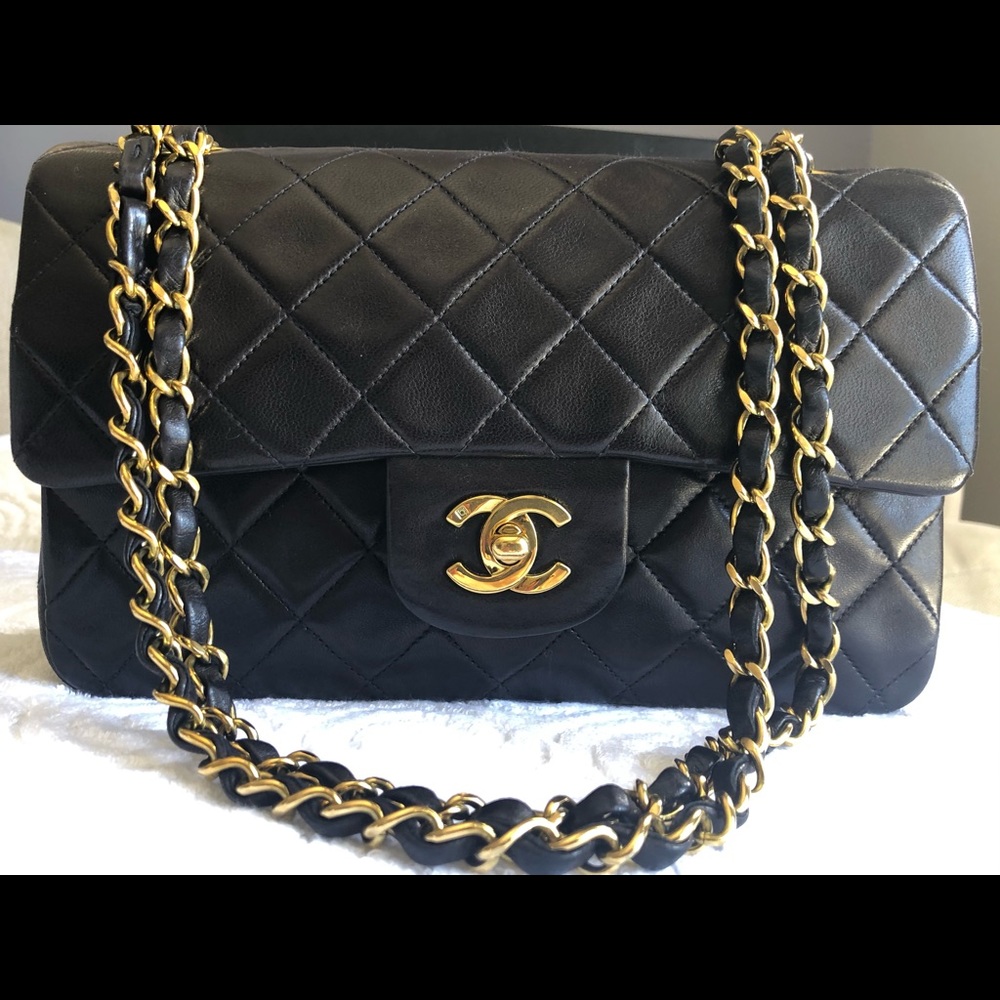 Chanel vintage CF black lambskin small